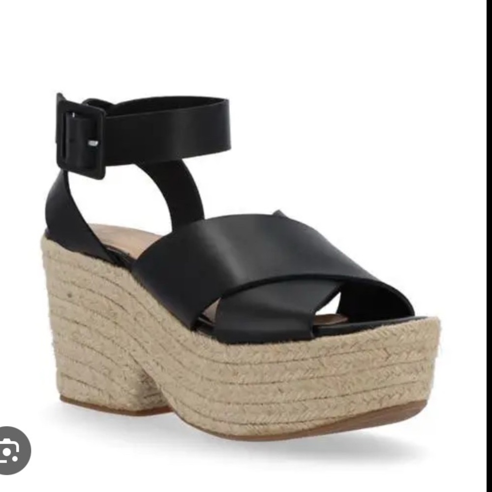 ALOHAS Lyla NIB Black and Tan Espadrille Platform Sandals